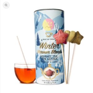 Paquete de regalo Winter Warmer Tea-Pop, mezclas variadas de limón, jengibre, menta y bayas silvestres.