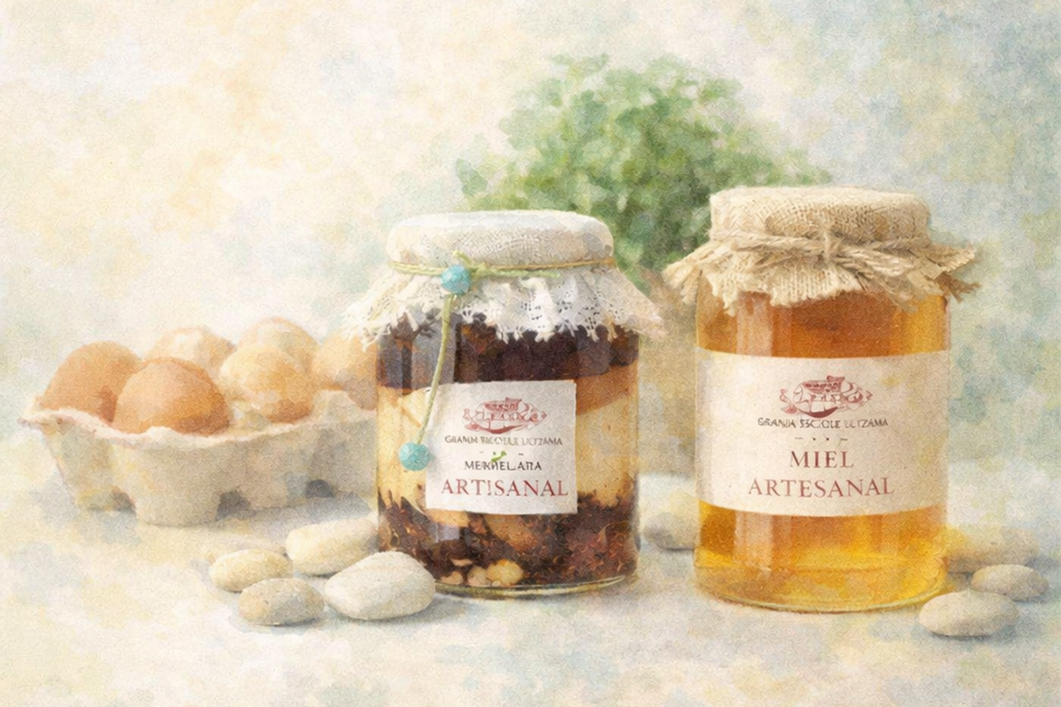 Ilustración estilo acuarela de los quesos disponibles en la tienda